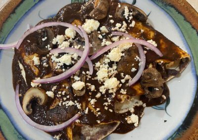 Enmoladas with egg at zandoyo bed & breakfast