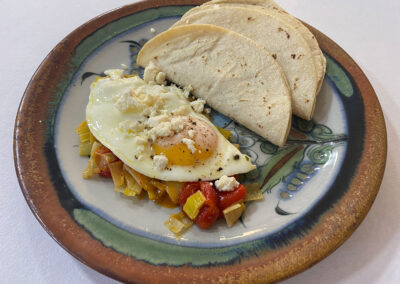 Tacos with a fried egg at zandoyo bed & breakfast